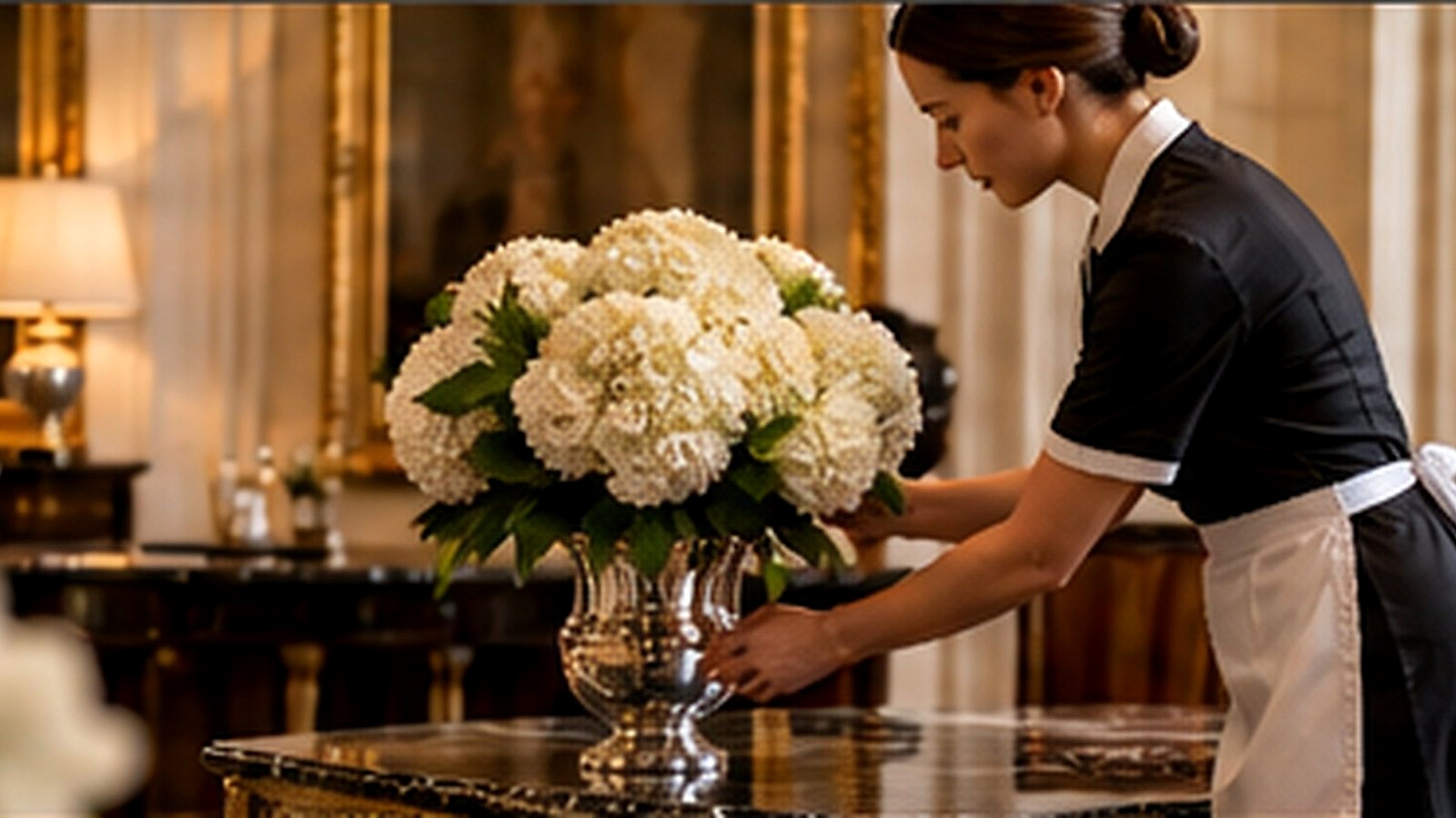 Private household professional preparing an elegant residence